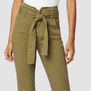 Hudson Jeans Remi High Rise Paperbag Straight Jeans in Olive